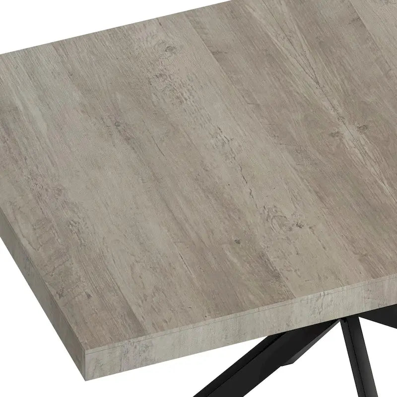 Table à manger rectangulaire rétro avec piètement central gaufré noir