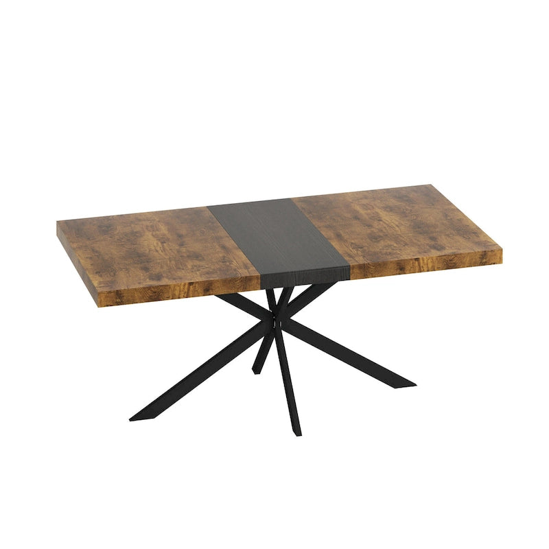 Table à manger rectangulaire rétro avec piètement central gaufré noir