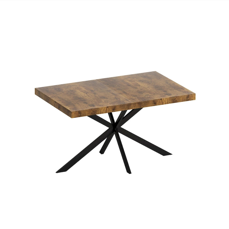 Table à manger rectangulaire rétro avec piètement central gaufré noir