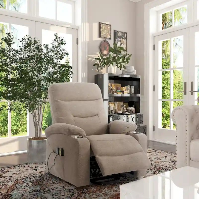 Fauteuil inclinable de massage électrique rembourré avec porte-gobelet