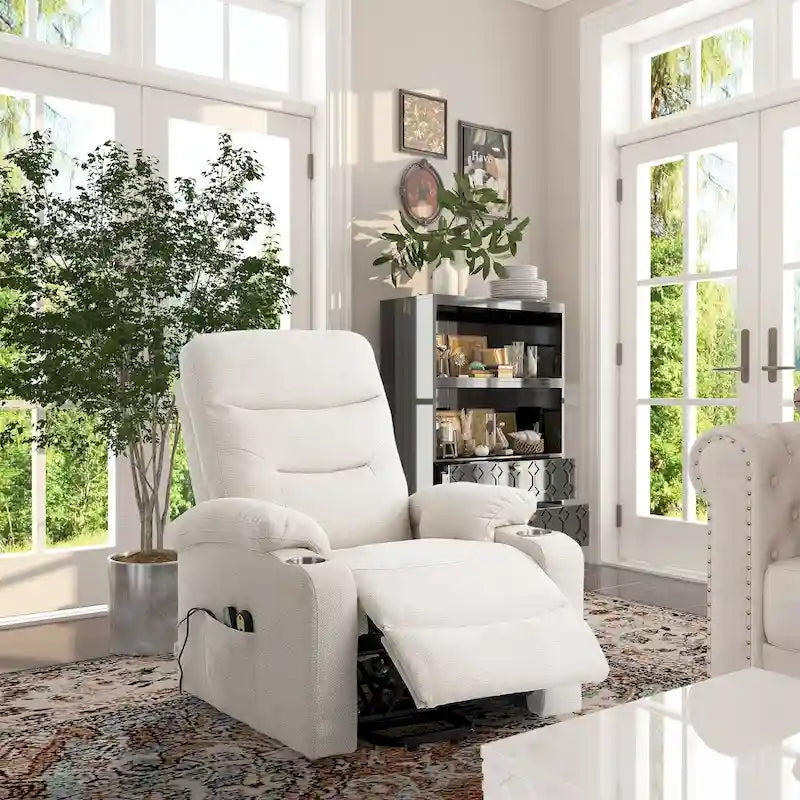 Fauteuil inclinable de massage électrique rembourré avec porte-gobelet