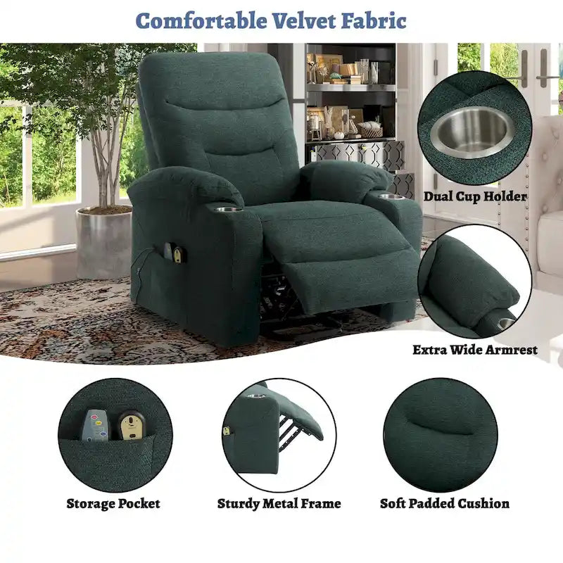 Fauteuil inclinable de massage électrique rembourré avec porte-gobelet