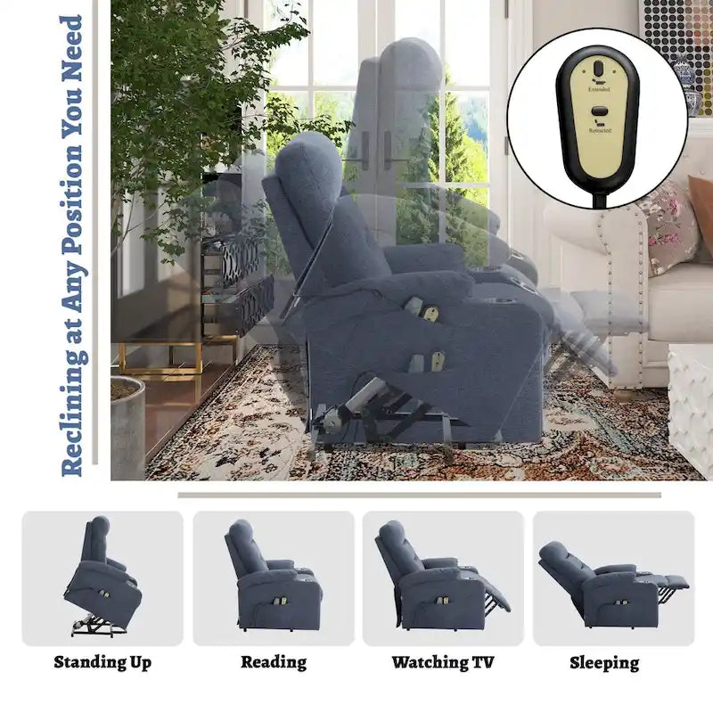 Fauteuil inclinable de massage électrique rembourré avec porte-gobelet