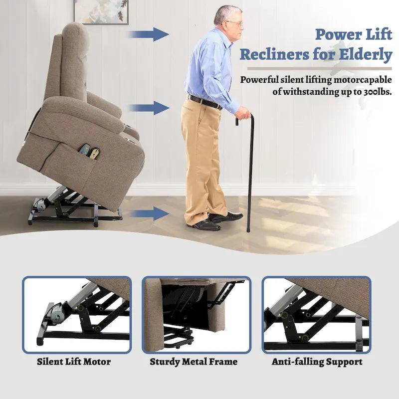 Fauteuil inclinable de massage électrique rembourré avec porte-gobelet