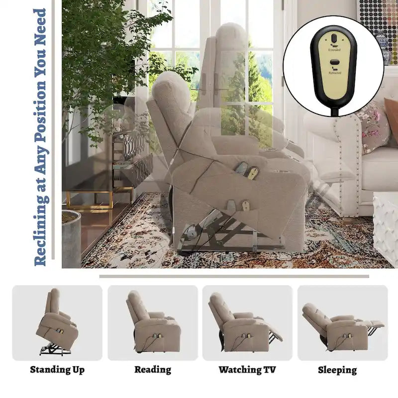 Fauteuil inclinable de massage électrique rembourré avec porte-gobelet
