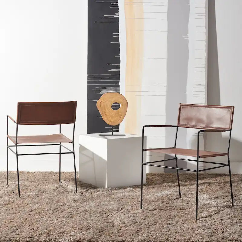 Chaises de salle à manger en cuir véritable (deux chaises)