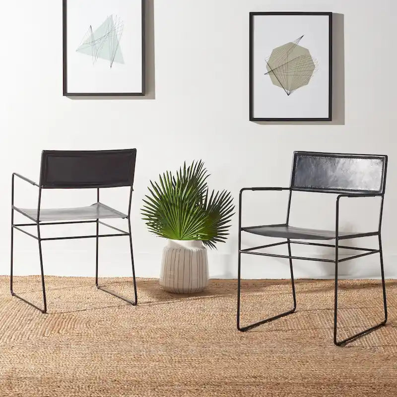 Chaises de salle à manger en cuir véritable (deux chaises)