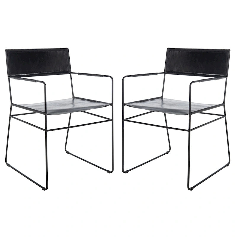 Chaises de salle à manger en cuir véritable (deux chaises)