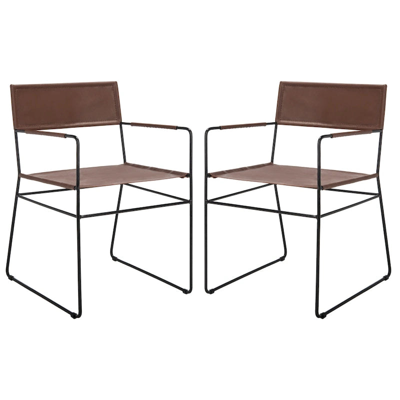 Chaises de salle à manger en cuir véritable (deux chaises)