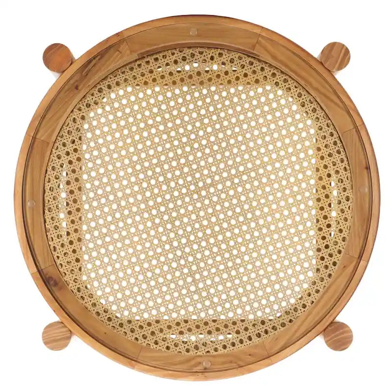 Table d'appoint en rotin et verre - 58,42 cm de large x 58,42 cm de profondeur x 60,96 cm de haut