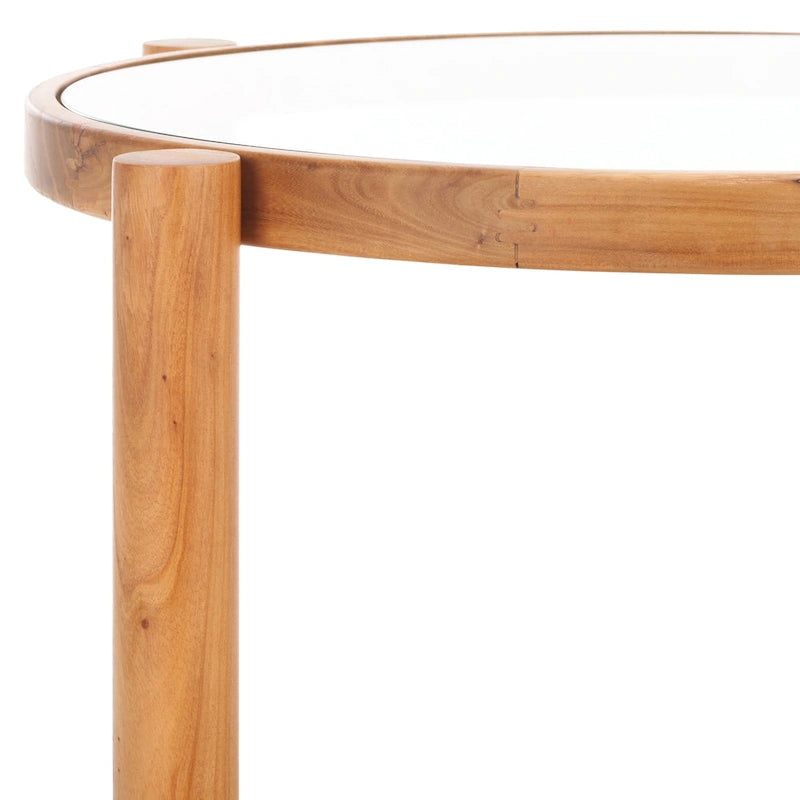 Table d'appoint en rotin et verre - 58,42 cm de large x 58,42 cm de profondeur x 60,96 cm de haut