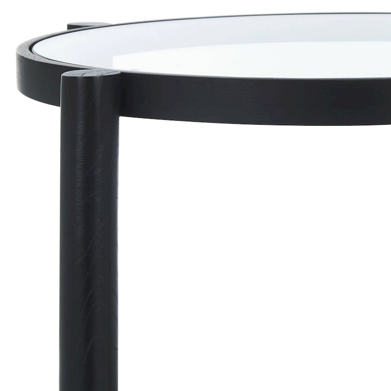 Table d'appoint en rotin et verre - 58,42 cm de large x 58,42 cm de profondeur x 60,96 cm de haut