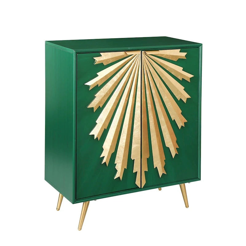 Meuble de rangement à double porte en bois massif, de style médiéval, en forme de lunettes de soleil