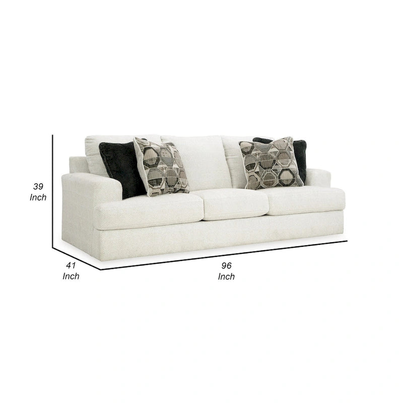 Canapé de 244 cm en tissu polyester blanc doux