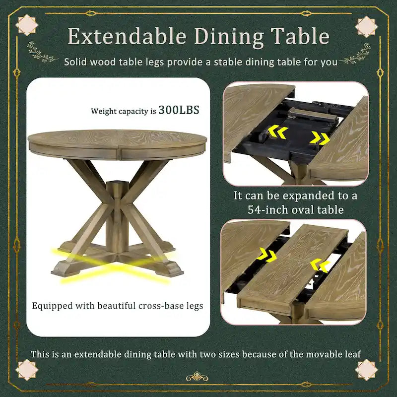 Table à manger extensible fonctionnelle de style rétro
