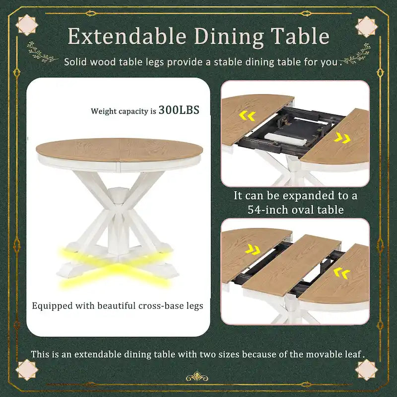 Table à manger extensible fonctionnelle de style rétro