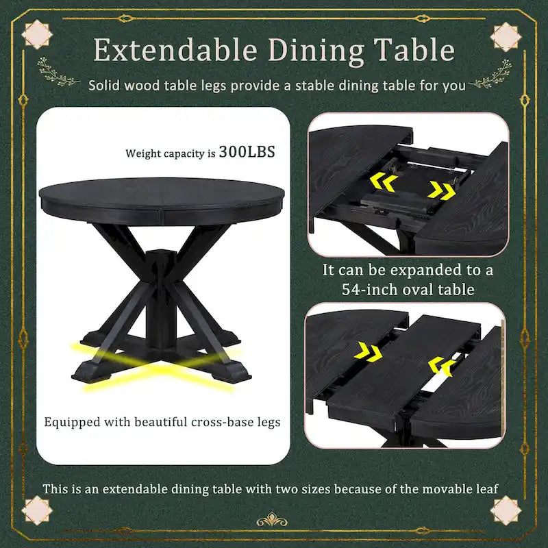 Table à manger extensible fonctionnelle de style rétro