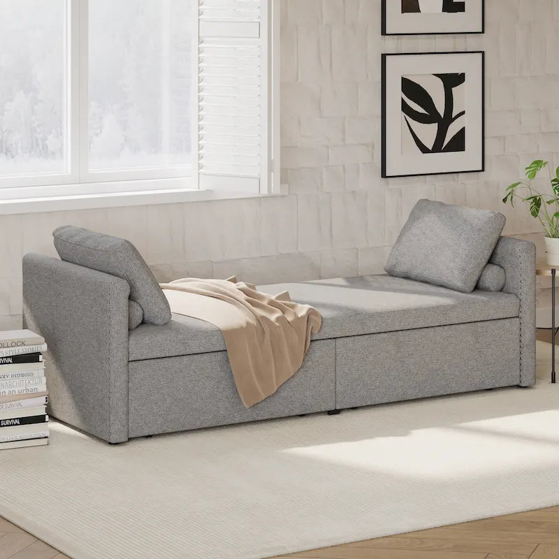 Lit simple moderne de style inclinable avec deux tiroirs