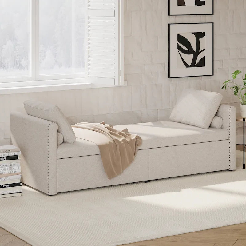 Lit simple moderne de style inclinable avec deux tiroirs