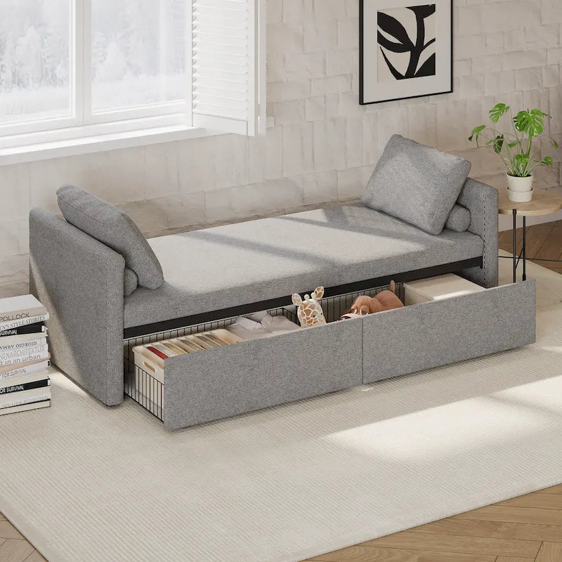 Lit simple moderne de style inclinable avec deux tiroirs