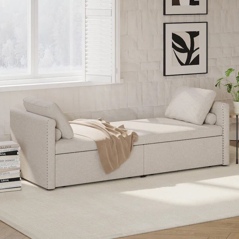 Lit simple moderne de style inclinable avec deux tiroirs
