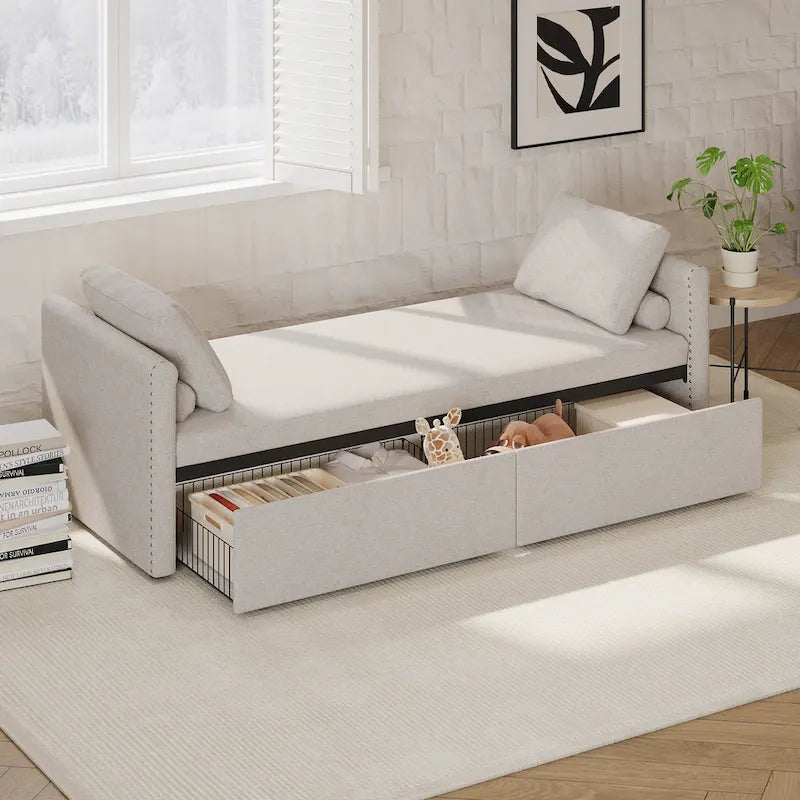 Lit simple moderne de style inclinable avec deux tiroirs