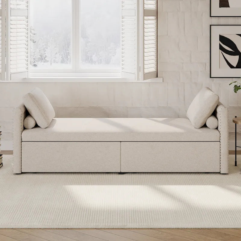 Lit simple moderne de style inclinable avec deux tiroirs
