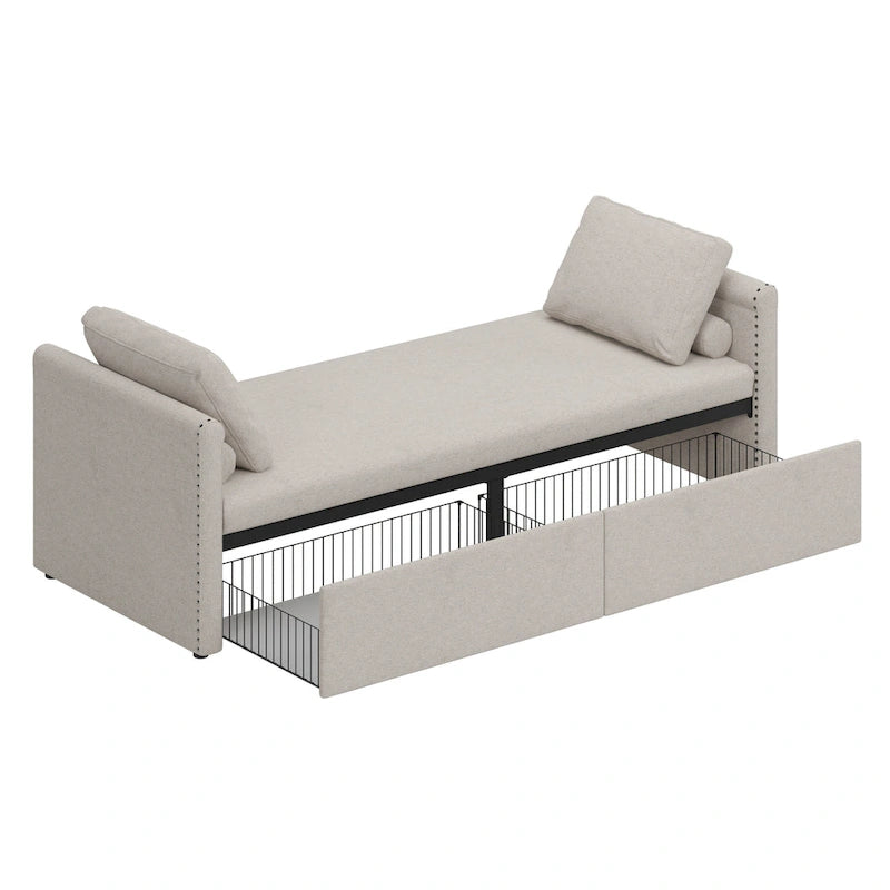 Lit simple moderne de style inclinable avec deux tiroirs