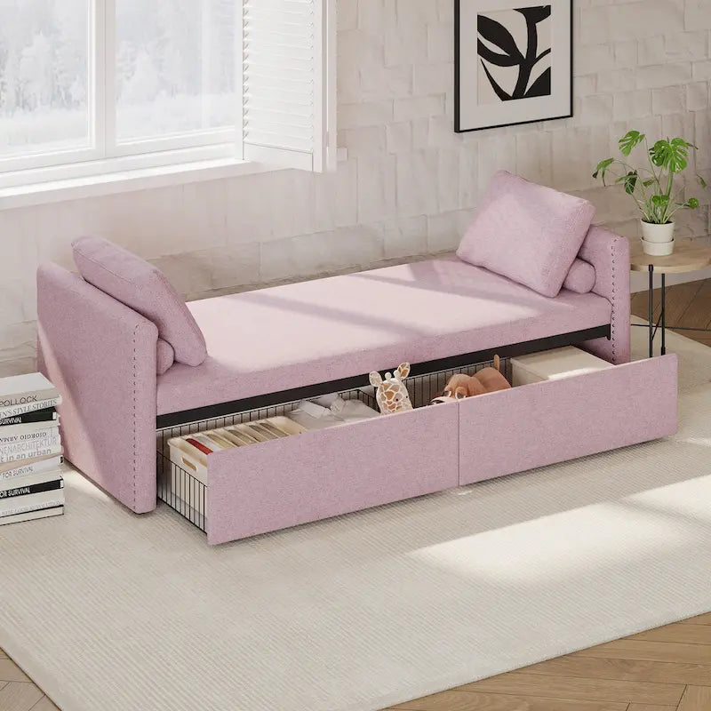 Lit simple moderne de style inclinable avec deux tiroirs