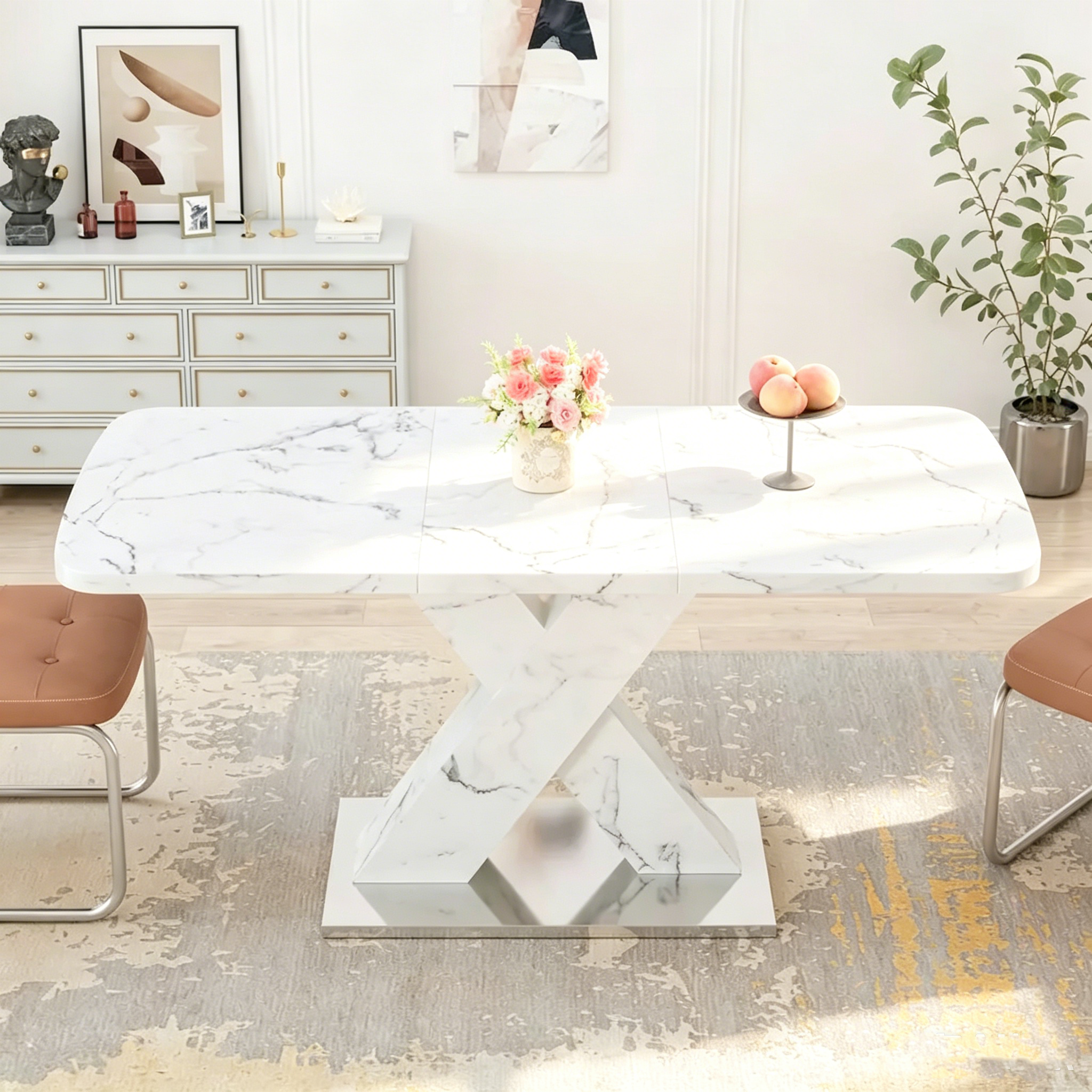 Table à manger carrée extensible moderne pour cuisine